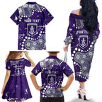 Personalized Fremantle Dockers Family Matching Off The Shoulder Long Sleeve Dress and Hawaiian Shirt Aboriginal Pattern with Graffiti Style