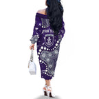Personalized Fremantle Dockers Family Matching Off The Shoulder Long Sleeve Dress and Hawaiian Shirt Aboriginal Pattern with Graffiti Style