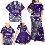 Personalized Fremantle Dockers Family Matching Off Shoulder Maxi Dress and Hawaiian Shirt Aboriginal Pattern with Graffiti Style
