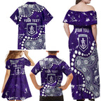Personalized Fremantle Dockers Family Matching Off Shoulder Maxi Dress and Hawaiian Shirt Aboriginal Pattern with Graffiti Style