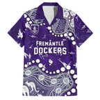 Personalized Fremantle Dockers Family Matching Off Shoulder Maxi Dress and Hawaiian Shirt Aboriginal Pattern with Graffiti Style