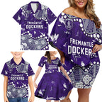 Personalized Fremantle Dockers Family Matching Off Shoulder Short Dress and Hawaiian Shirt Aboriginal Pattern with Graffiti Style