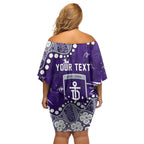Personalized Fremantle Dockers Family Matching Off Shoulder Short Dress and Hawaiian Shirt Aboriginal Pattern with Graffiti Style
