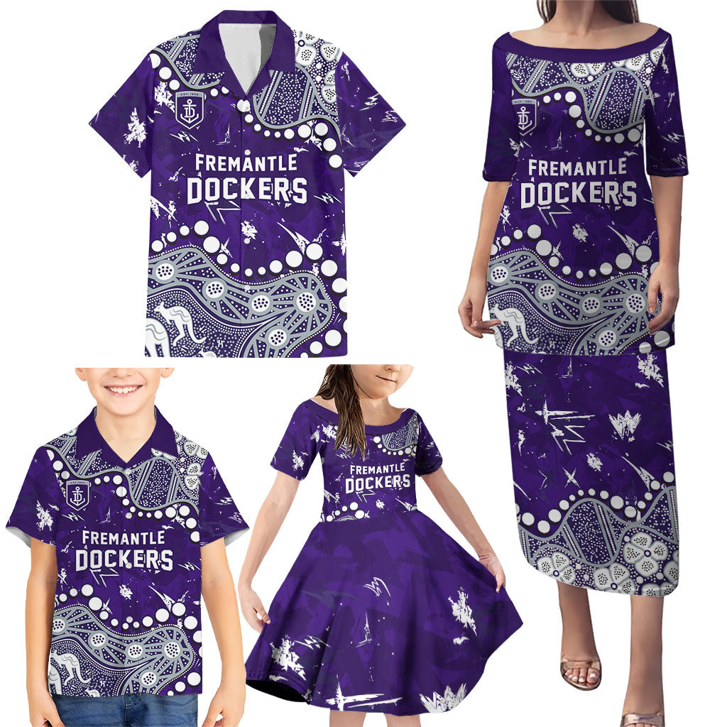 Personalized Fremantle Dockers Family Matching Puletasi and Hawaiian Shirt Aboriginal Pattern with Graffiti Style