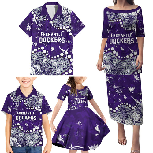 Personalized Fremantle Dockers Family Matching Puletasi and Hawaiian Shirt Aboriginal Pattern with Graffiti Style