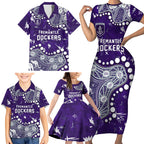 Personalized Fremantle Dockers Family Matching Short Sleeve Bodycon Dress and Hawaiian Shirt Aboriginal Pattern with Graffiti Style