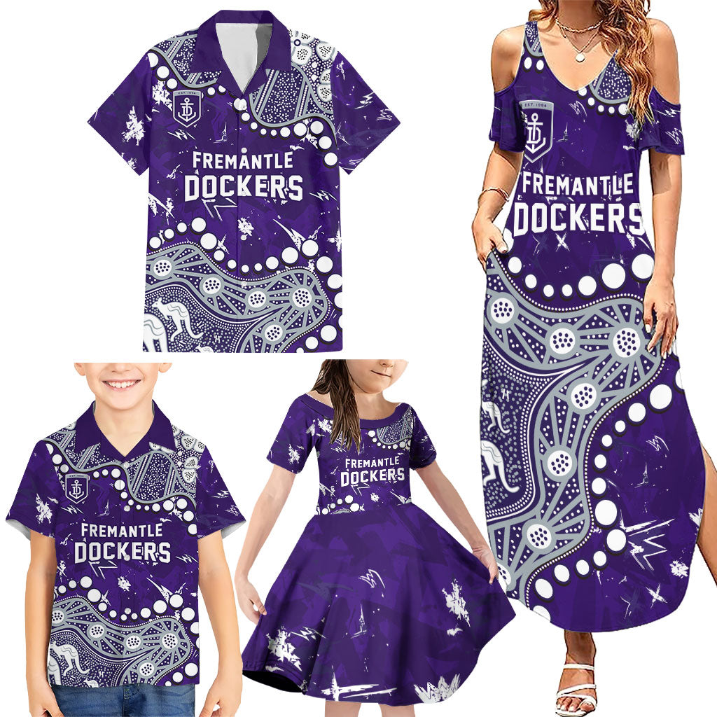 Personalized Fremantle Dockers Family Matching Summer Maxi Dress and Hawaiian Shirt Aboriginal Pattern with Graffiti Style