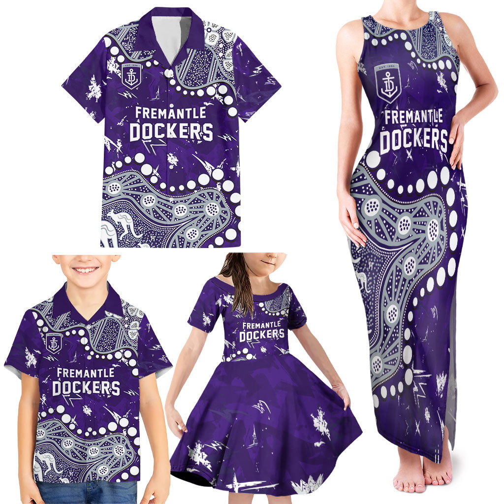 Personalized Fremantle Dockers Family Matching Tank Maxi Dress and Hawaiian Shirt Aboriginal Pattern with Graffiti Style