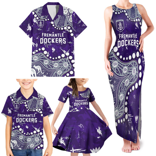 Personalized Fremantle Dockers Family Matching Tank Maxi Dress and Hawaiian Shirt Aboriginal Pattern with Graffiti Style