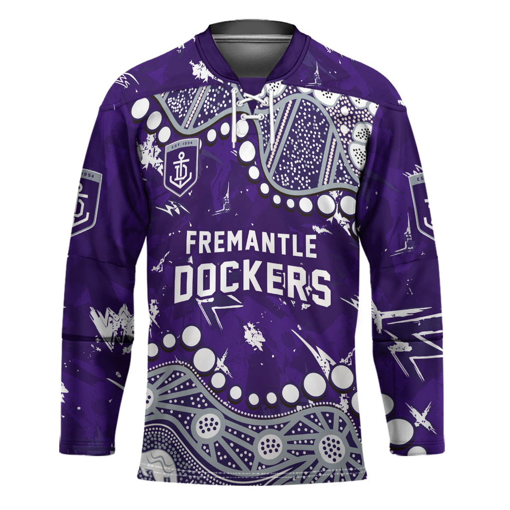 Personalized Fremantle Dockers Hockey Jersey Aboriginal Pattern with Graffiti Style