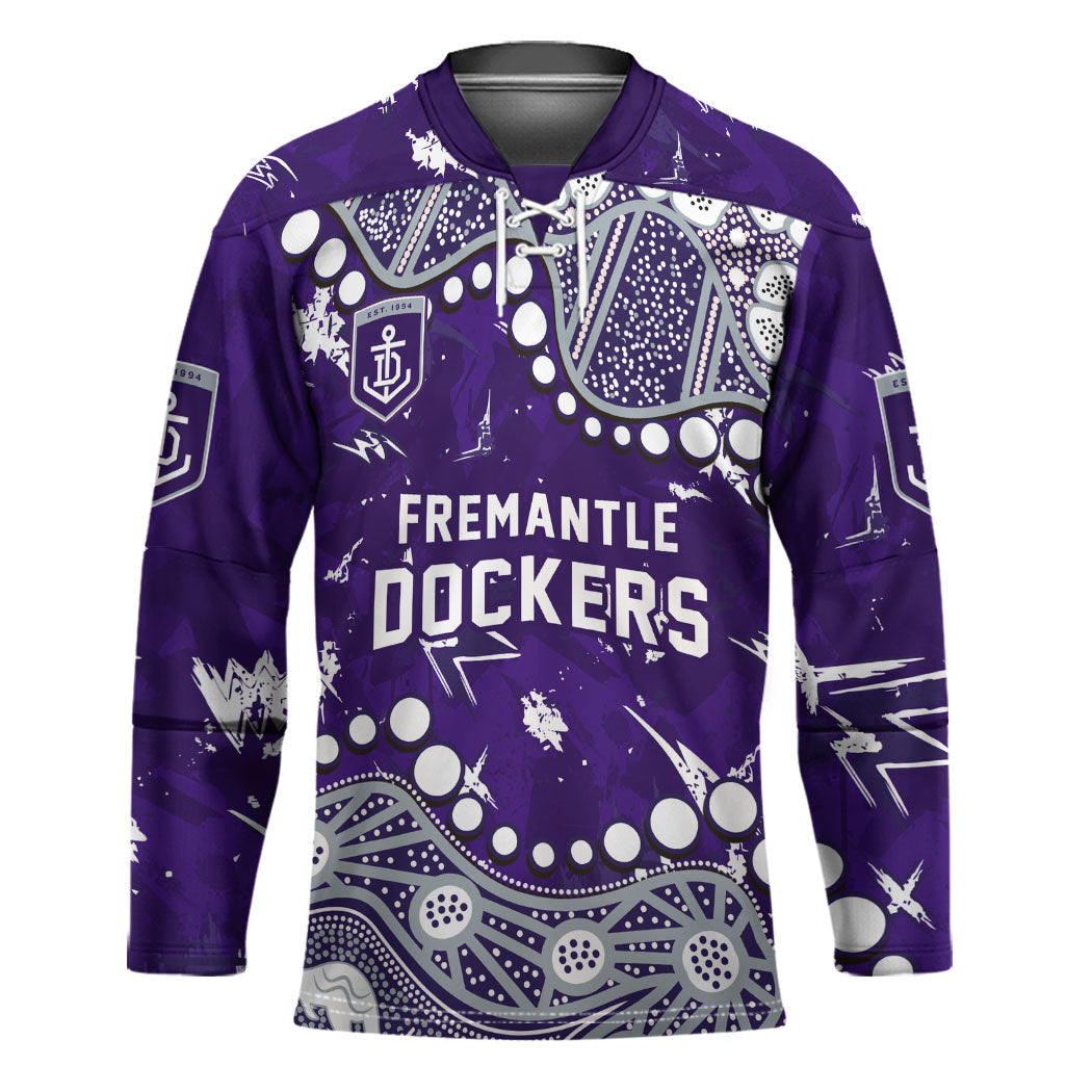 Personalized Fremantle Dockers Hockey Jersey Aboriginal Pattern with Graffiti Style