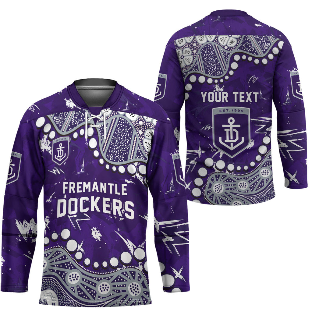 Personalized Fremantle Dockers Hockey Jersey Aboriginal Pattern with Graffiti Style