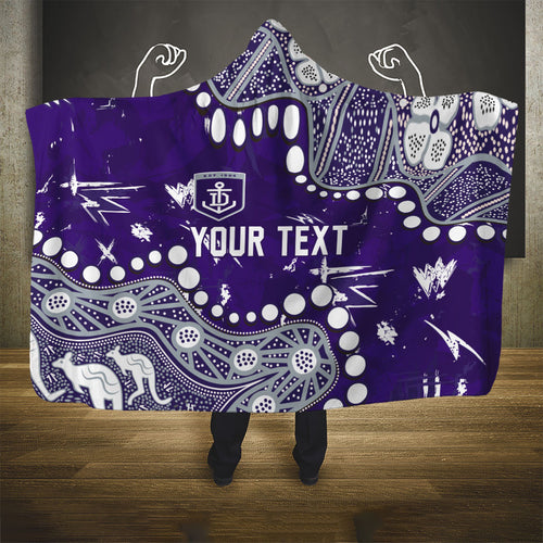 Personalized Fremantle Dockers Hooded Blanket Aboriginal Pattern with Graffiti Style