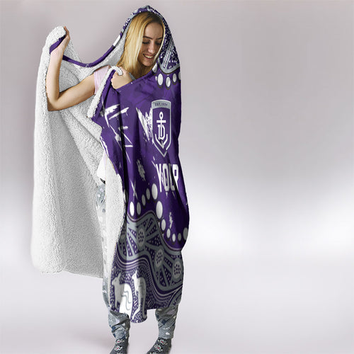 Personalized Fremantle Dockers Hooded Blanket Aboriginal Pattern with Graffiti Style