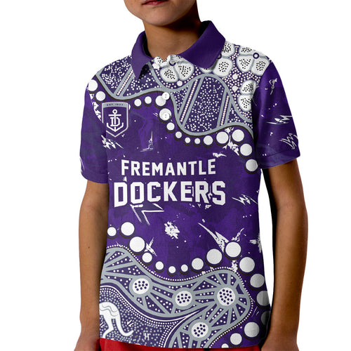 Personalized Fremantle Dockers Kid Polo Shirt Aboriginal Pattern with Graffiti Style