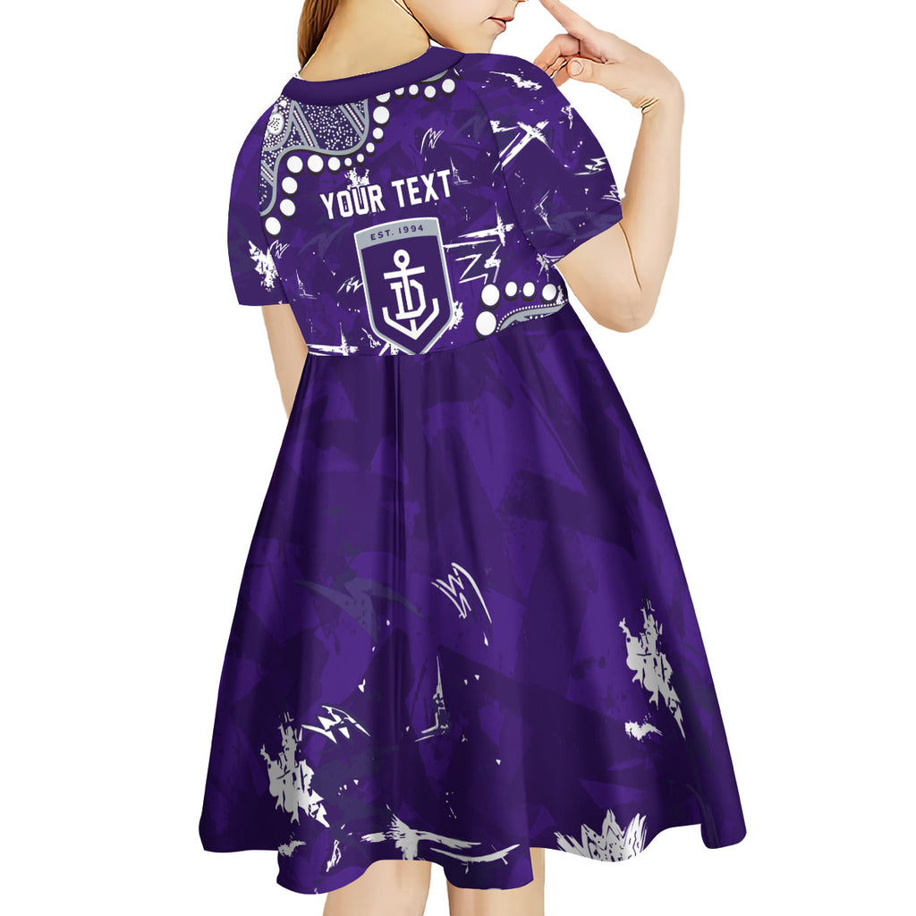 Personalized Fremantle Dockers Kid Short Sleeve Dress Aboriginal Pattern with Graffiti Style