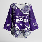 Personalized Fremantle Dockers Kimono Sleeve Blouse Aboriginal Pattern with Graffiti Style