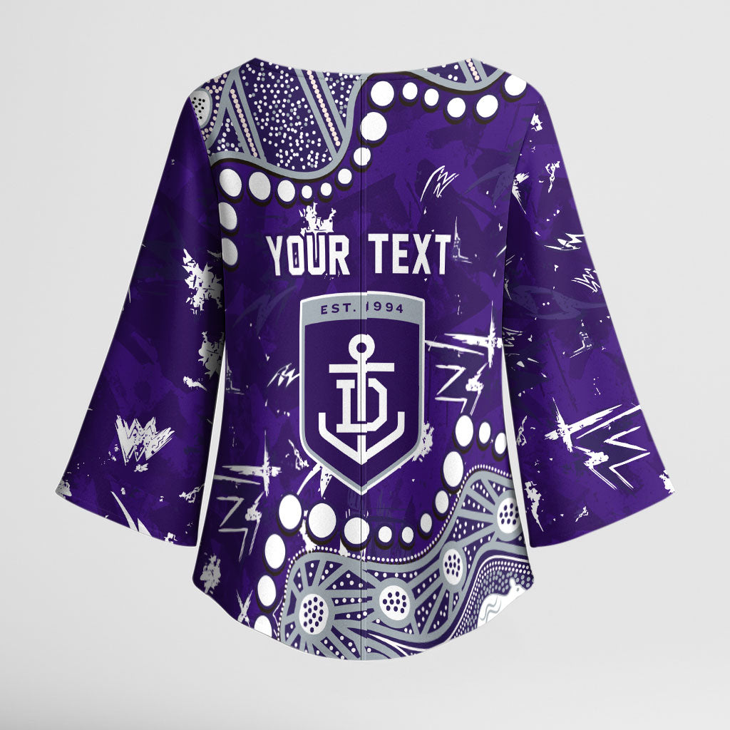 Personalized Fremantle Dockers Kimono Sleeve Blouse Aboriginal Pattern with Graffiti Style