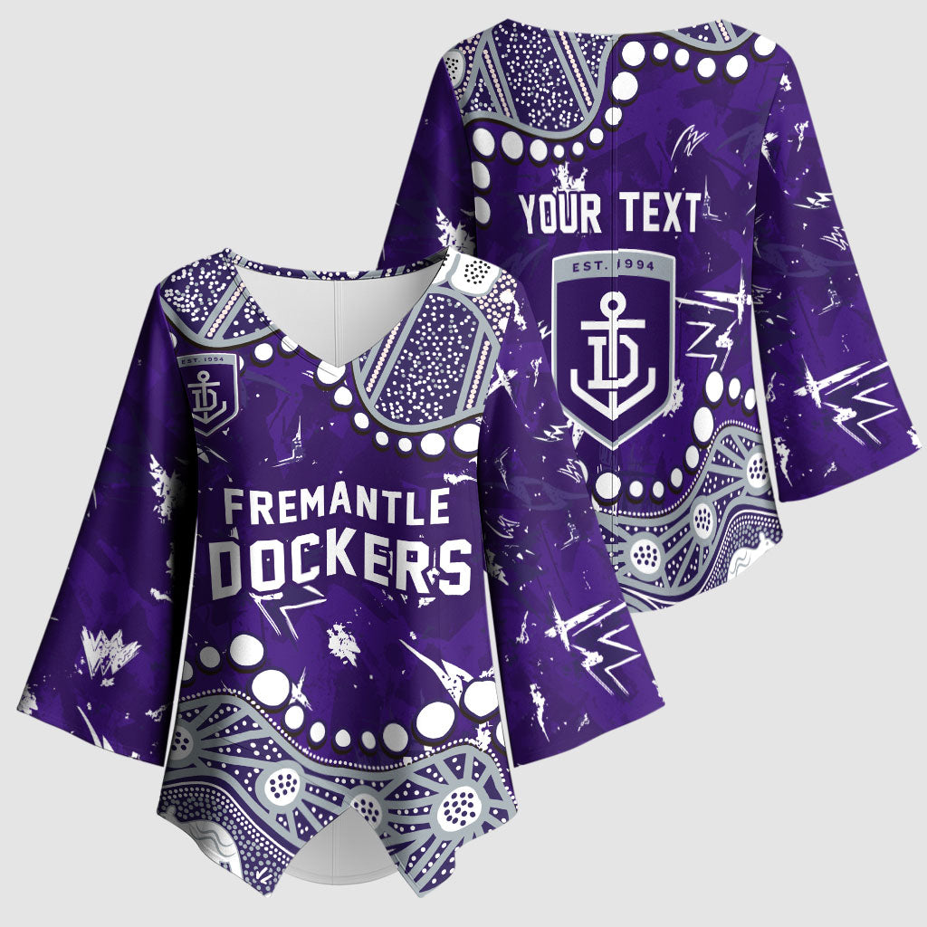 Personalized Fremantle Dockers Kimono Sleeve Blouse Aboriginal Pattern with Graffiti Style