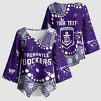Personalized Fremantle Dockers Kimono Sleeve Blouse Aboriginal Pattern with Graffiti Style