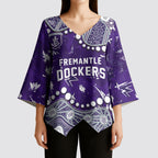 Personalized Fremantle Dockers Kimono Sleeve Blouse Aboriginal Pattern with Graffiti Style