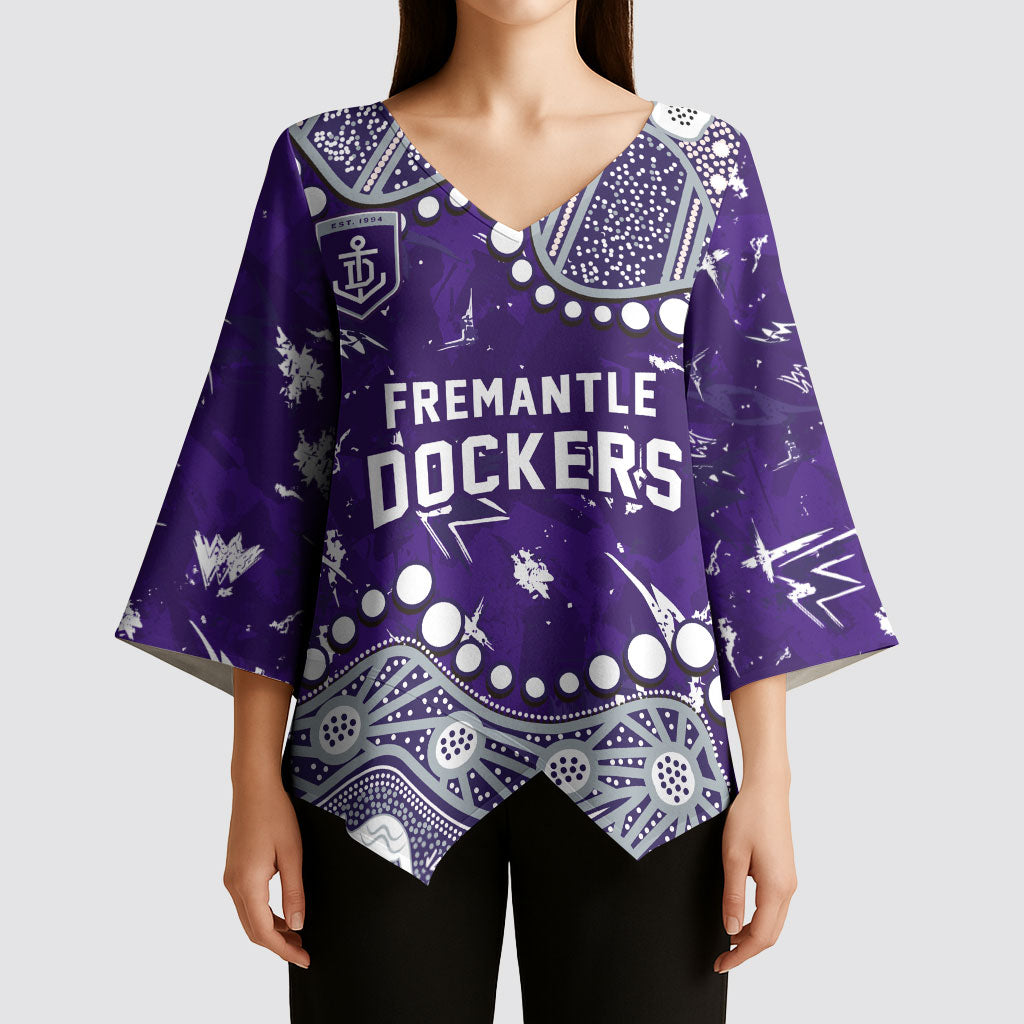 Personalized Fremantle Dockers Kimono Sleeve Blouse Aboriginal Pattern with Graffiti Style