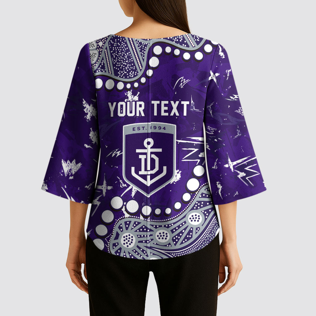Personalized Fremantle Dockers Kimono Sleeve Blouse Aboriginal Pattern with Graffiti Style
