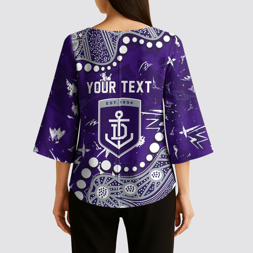 Personalized Fremantle Dockers Kimono Sleeve Blouse Aboriginal Pattern with Graffiti Style