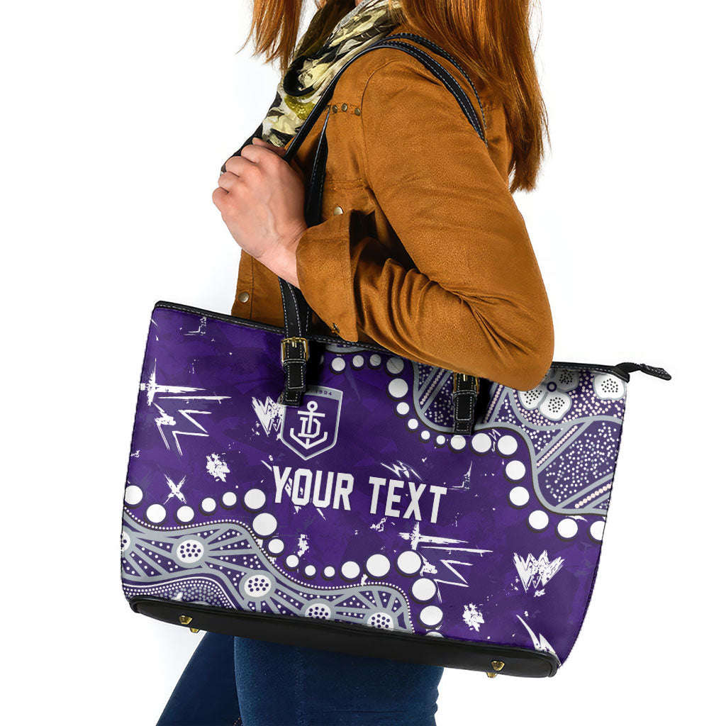 Personalized Fremantle Dockers Leather Tote Bag Aboriginal Pattern with Graffiti Style