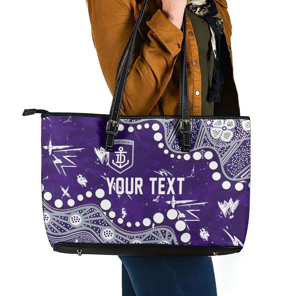 Personalized Fremantle Dockers Leather Tote Bag Aboriginal Pattern with Graffiti Style