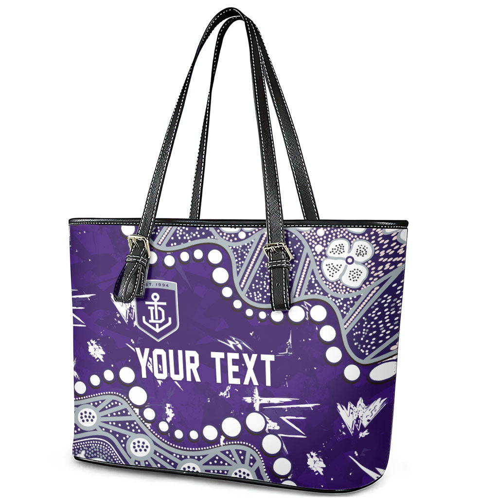 Personalized Fremantle Dockers Leather Tote Bag Aboriginal Pattern with Graffiti Style