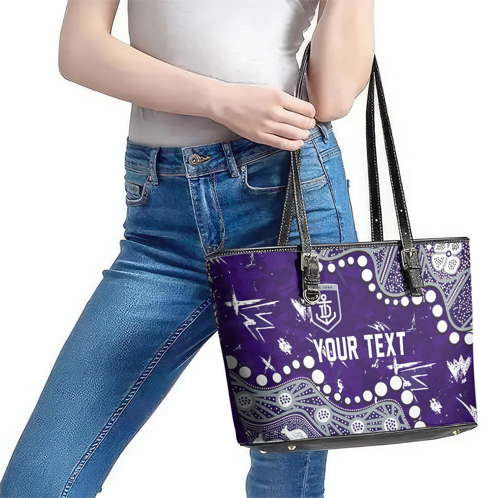 Personalized Fremantle Dockers Leather Tote Bag Aboriginal Pattern with Graffiti Style