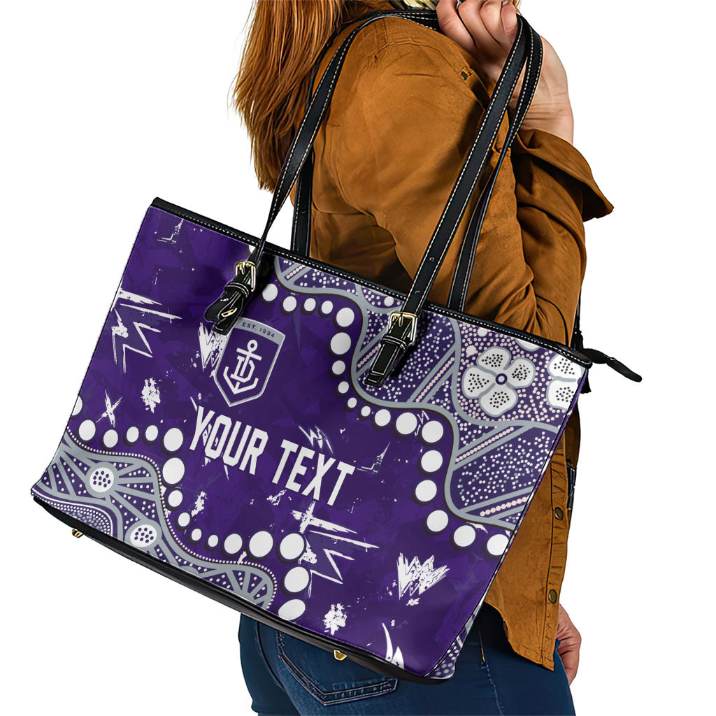 Personalized Fremantle Dockers Leather Tote Bag Aboriginal Pattern with Graffiti Style
