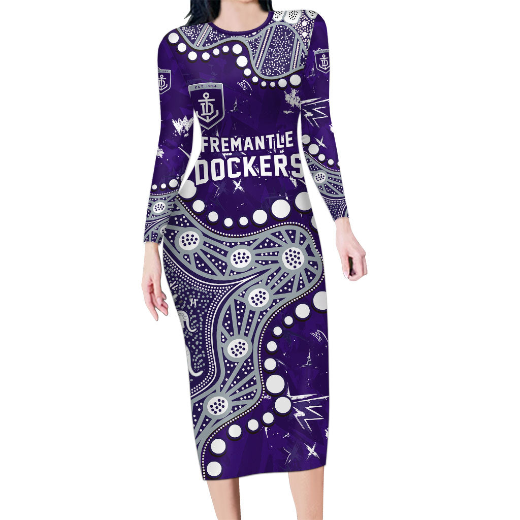 Personalized Fremantle Dockers Long Sleeve Bodycon Dress Aboriginal Pattern with Graffiti Style