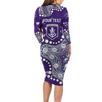 Personalized Fremantle Dockers Long Sleeve Bodycon Dress Aboriginal Pattern with Graffiti Style