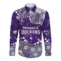 Personalized Fremantle Dockers Long Sleeve Button Shirt Aboriginal Pattern with Graffiti Style