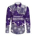 Personalized Fremantle Dockers Long Sleeve Button Shirt Aboriginal Pattern with Graffiti Style
