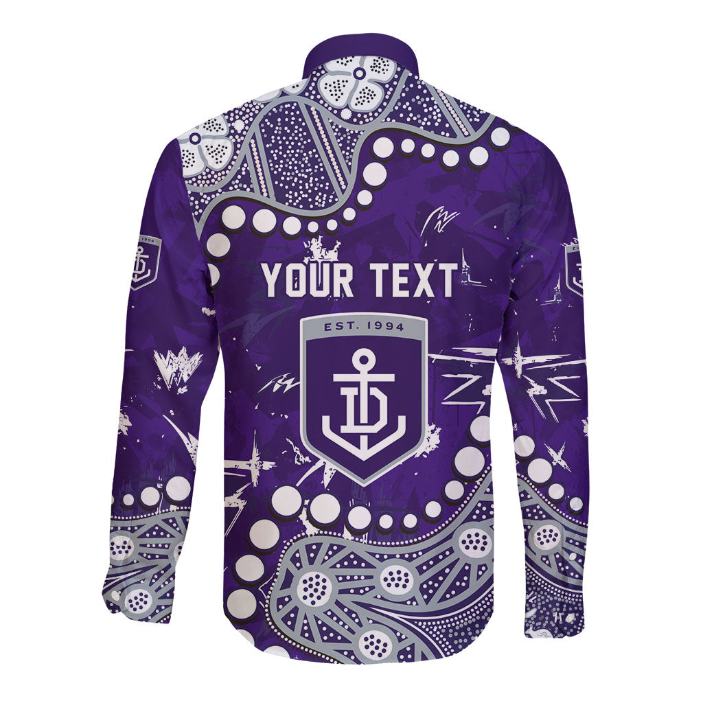 Personalized Fremantle Dockers Long Sleeve Button Shirt Aboriginal Pattern with Graffiti Style