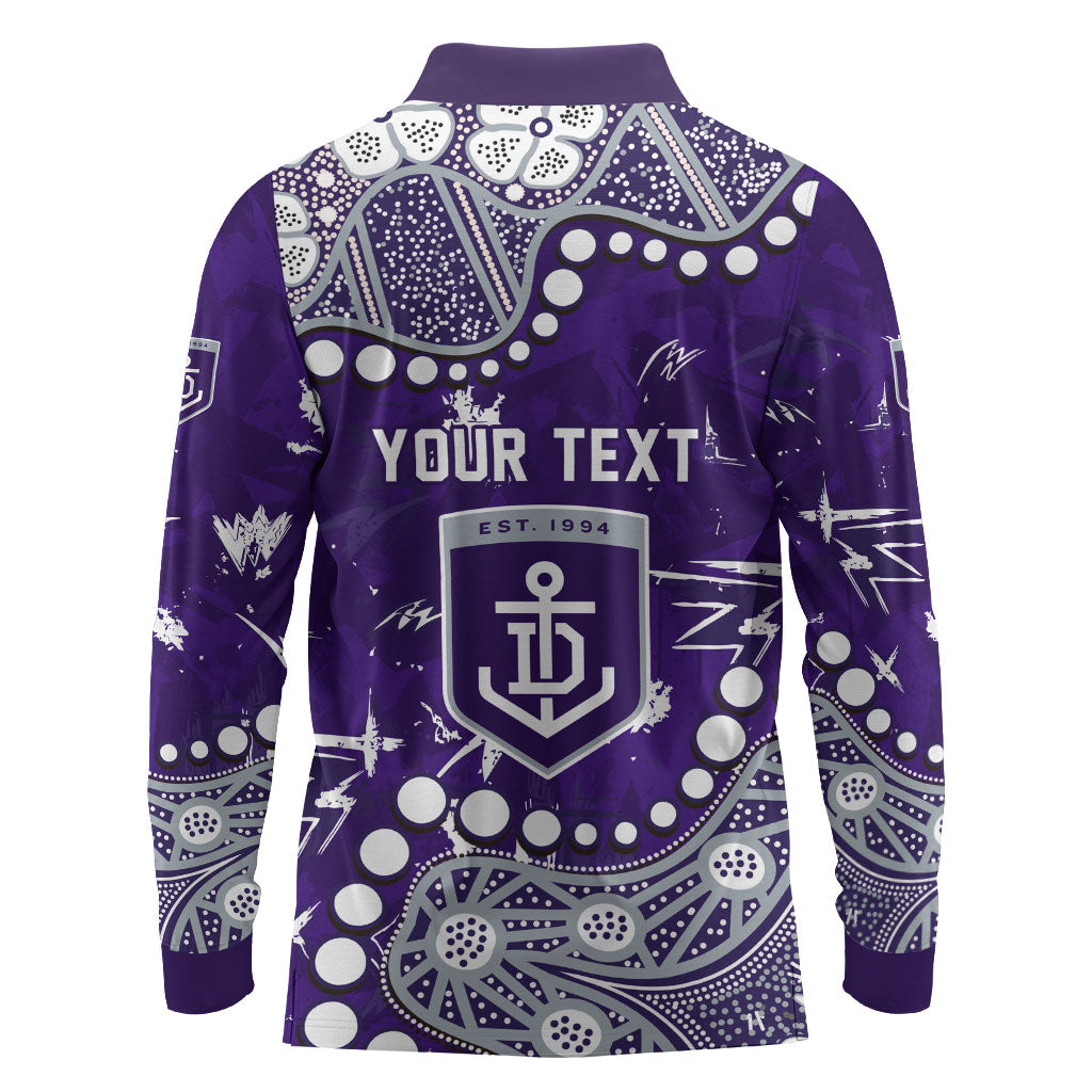 Personalized Fremantle Dockers Long Sleeve Polo Shirt Aboriginal Pattern with Graffiti Style