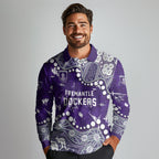 Personalized Fremantle Dockers Long Sleeve Polo Shirt Aboriginal Pattern with Graffiti Style