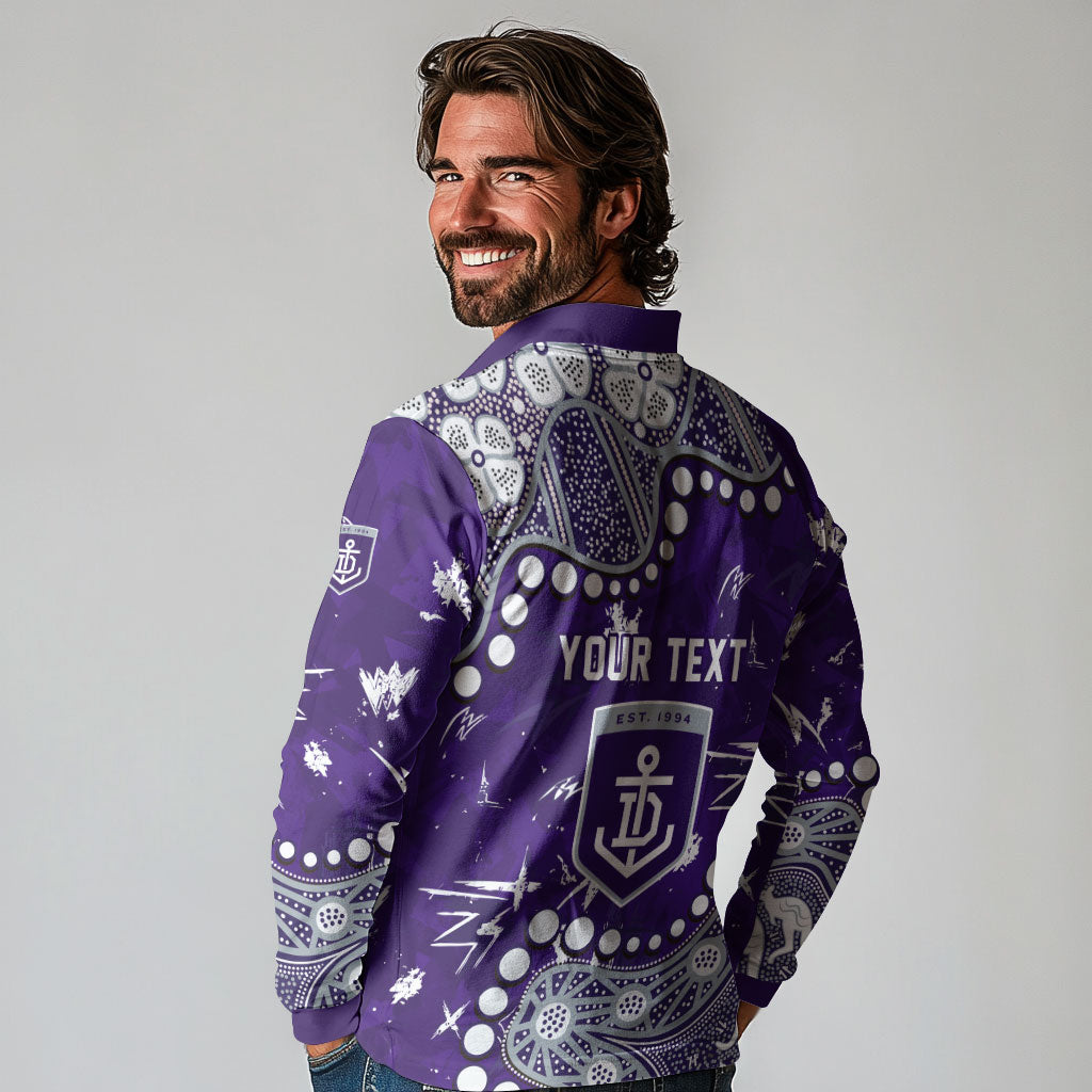 Personalized Fremantle Dockers Long Sleeve Polo Shirt Aboriginal Pattern with Graffiti Style