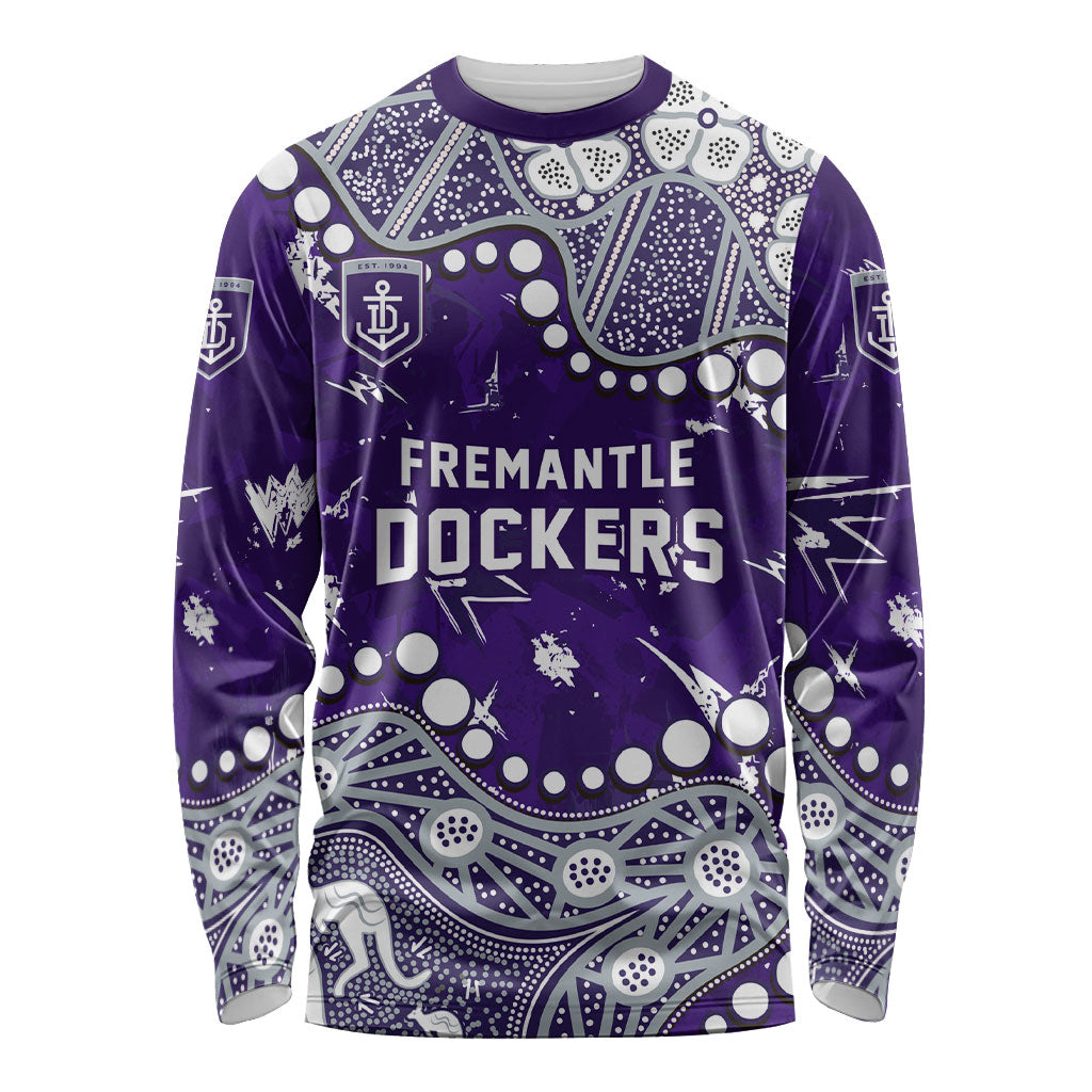 Personalized Fremantle Dockers Long Sleeve Shirt Aboriginal Pattern with Graffiti Style