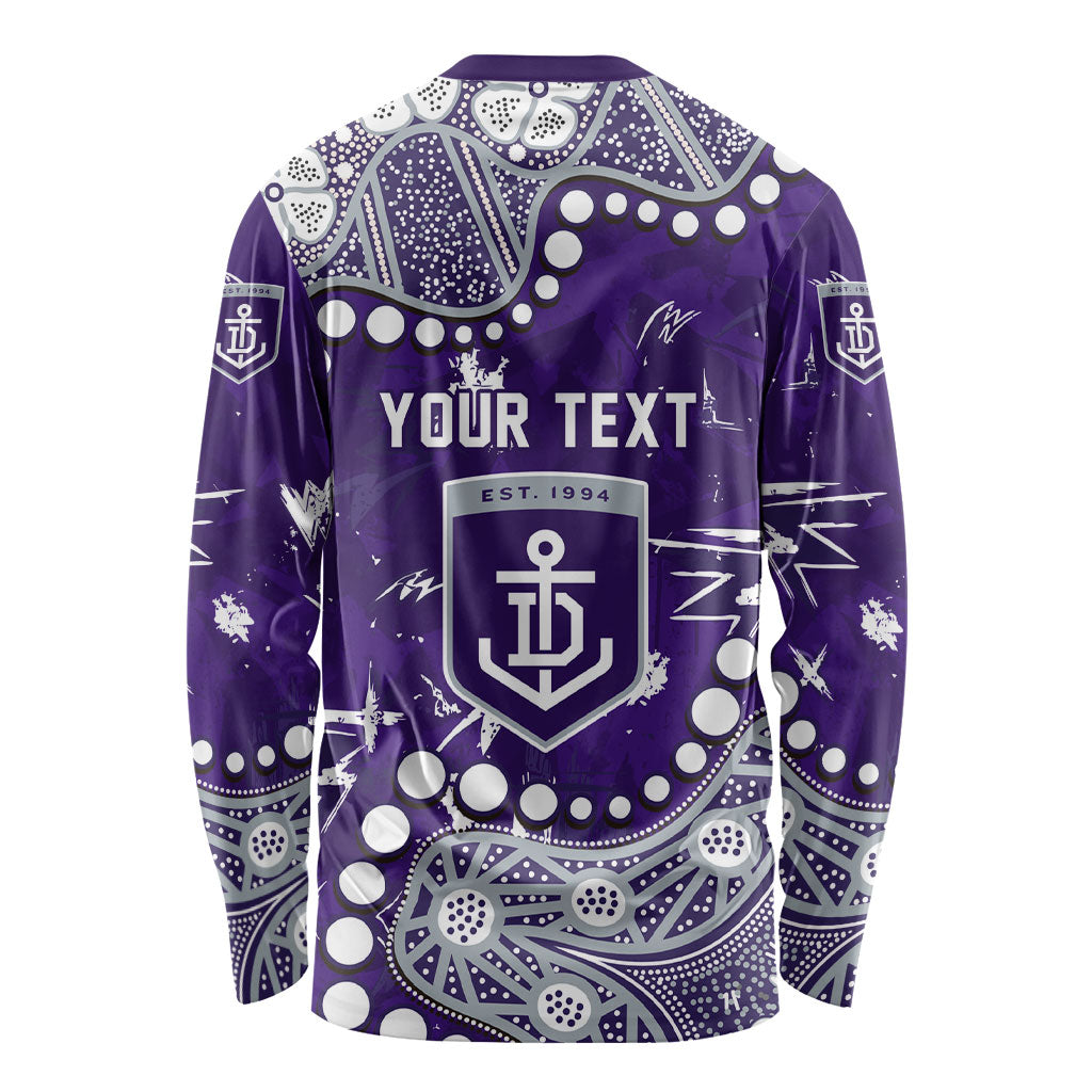 Personalized Fremantle Dockers Long Sleeve Shirt Aboriginal Pattern with Graffiti Style