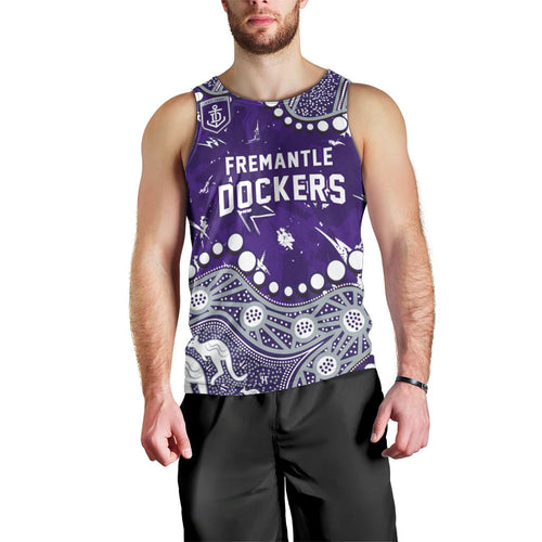 Personalized Fremantle Dockers Men Tank Top Aboriginal Pattern with Graffiti Style