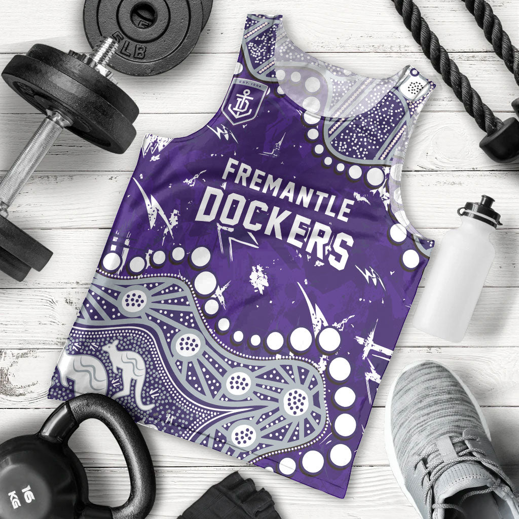 Personalized Fremantle Dockers Men Tank Top Aboriginal Pattern with Graffiti Style