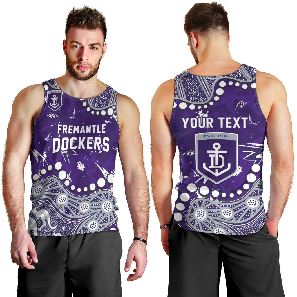 Personalized Fremantle Dockers Men Tank Top Aboriginal Pattern with Graffiti Style