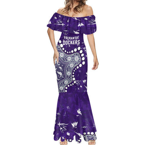Personalized Fremantle Dockers Mermaid Dress Aboriginal Pattern with Graffiti Style