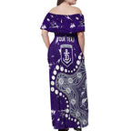 Personalized Fremantle Dockers Off Shoulder Maxi Dress Aboriginal Pattern with Graffiti Style