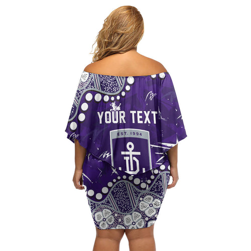 Personalized Fremantle Dockers Off Shoulder Short Dress Aboriginal Pattern with Graffiti Style