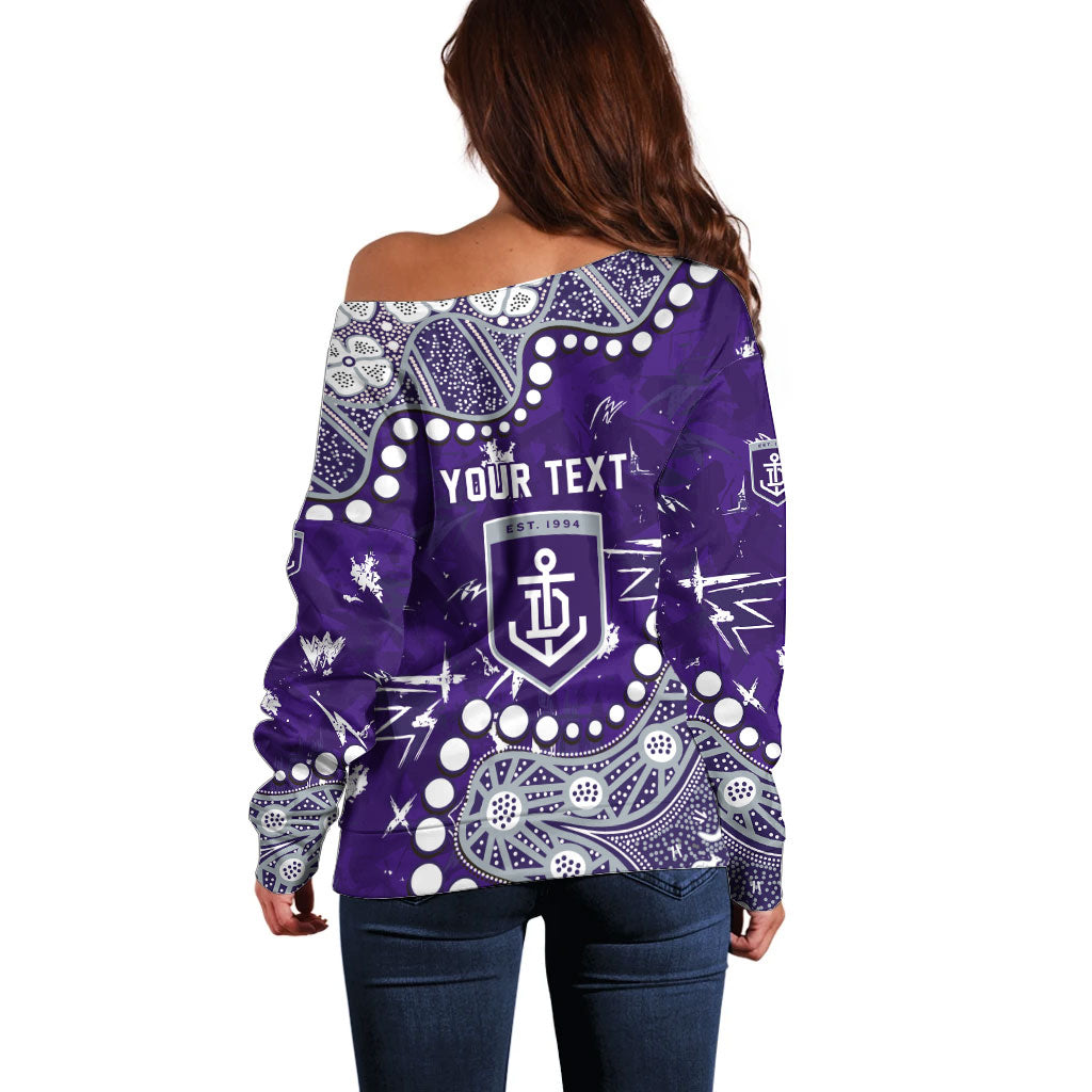 Personalized Fremantle Dockers Off Shoulder Sweater Aboriginal Pattern with Graffiti Style